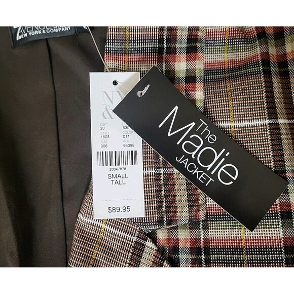 7th Avenue Design Studio Plaid Blazer Jacket S Tall Academia Fall Preppy New $89 - Picture 3 of 8